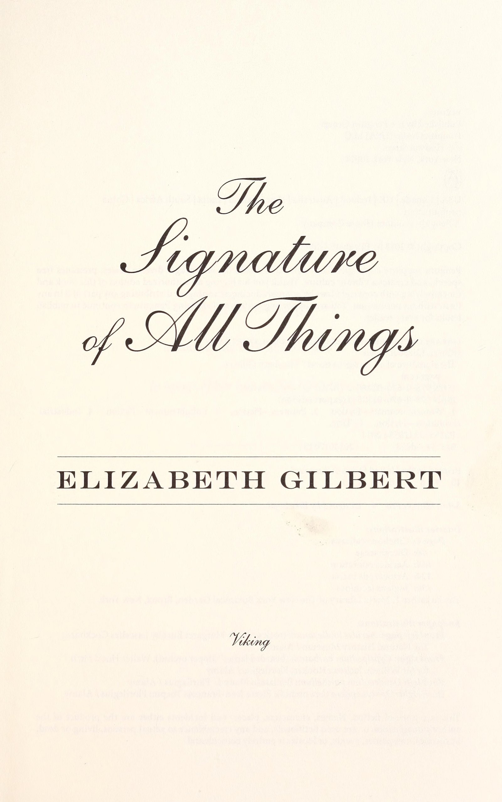 Cover of The Signature of All Things by Elizabeth Gilbert